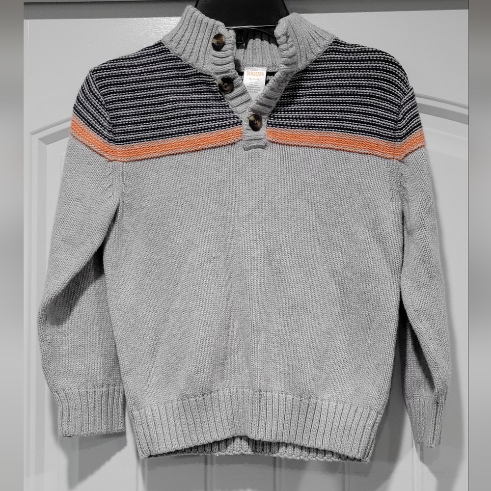 Gymboree 100% Cotton Boys Happy Harvest gray striped cotton sweater